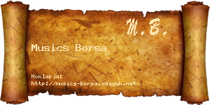 Musics Borsa névjegykártya